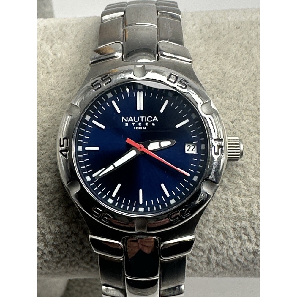 Nautica Steel N07597L New Battery Ladies Watch‎ 27MM 7" J54